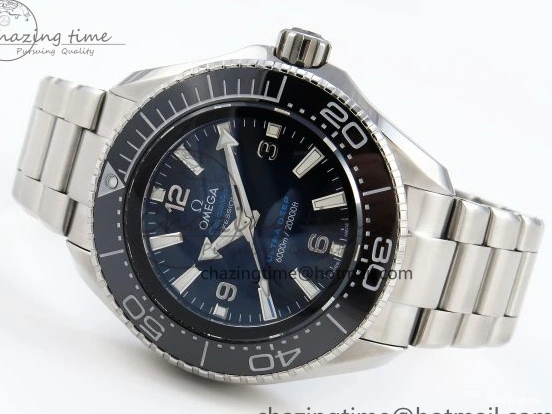 0506 EasyCare SEAMASTER PLANET OCEAN 6000M ULTRA DEEP 45.5MM SS TF 1:1 BEST EDITION BLUE DIAL BLACK BEZEL ON SS BRACELET A 7760